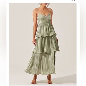 Elegant Sage Green Tiered Dress